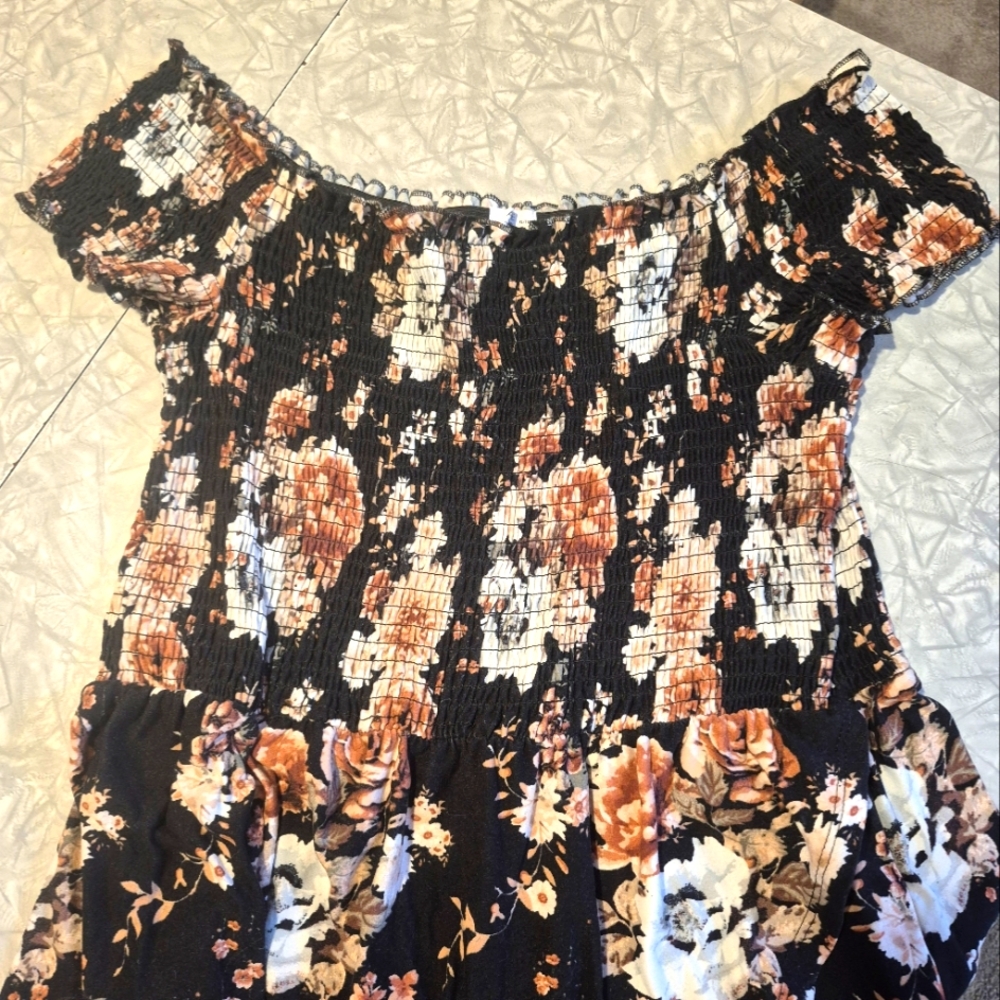 Floral Off-Shoulder Hi Low Dress